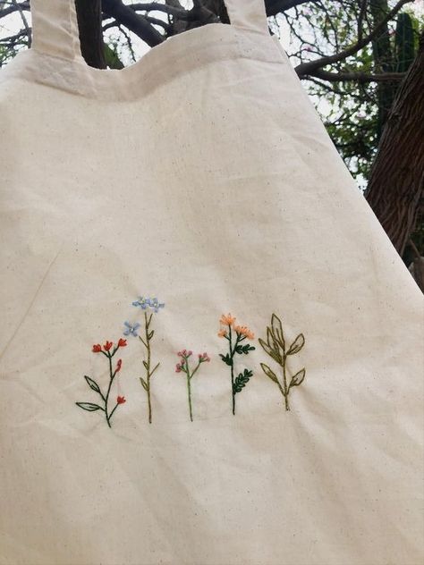 Embroidered floral tote bag